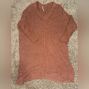 Free People V-Neck Sweater‎ in Warm Rust